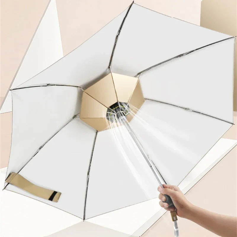 Creative Manual Reverse Umbrella with Fan and LED Light USB Rechargeable Portable FoldIing UV-Protection Summer Cooling Sunshade