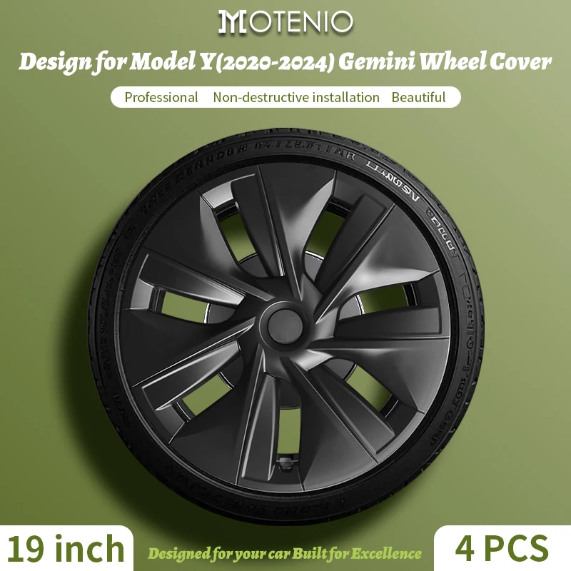 

4 шт. полных колпаков Gemini для Tesla Model Y (2020–2024), 19 дюймов – автомобильные аксессуары для замены