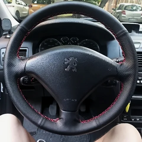 Изготовленный на заказ оплетка на руль автомобиля, мягкий 100% подходит для Peugeot 307 SW 2005-2008 307 2001-2008, автомобильные товары, обертка на руль