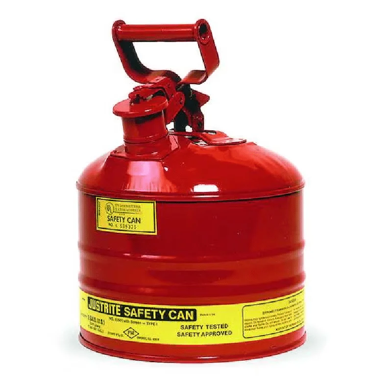 

Safety Can, Steel, 2.5 gal, Red, 11 3/4 in Dia., Flammables