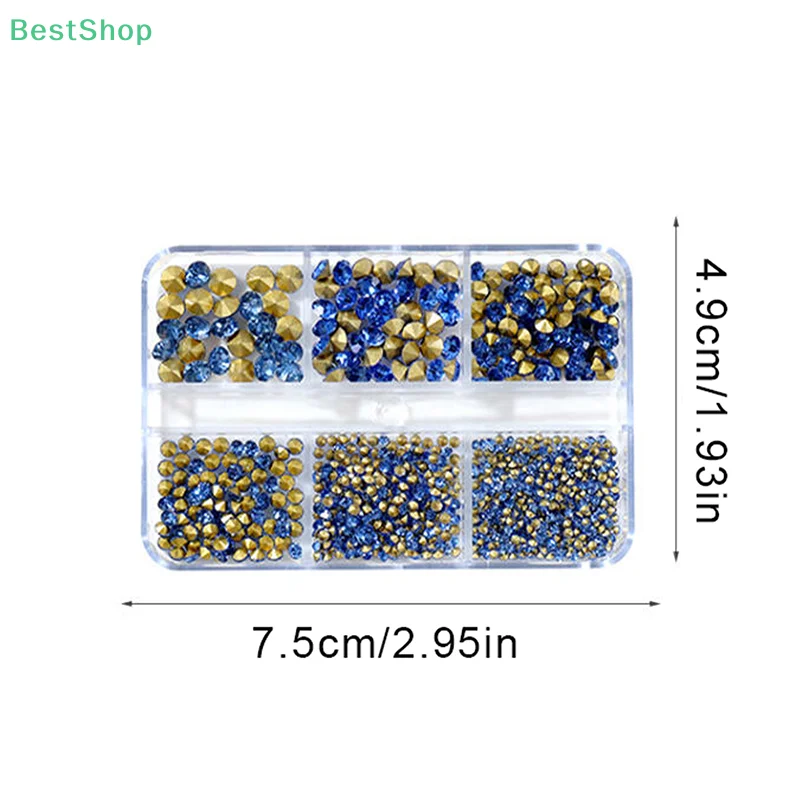 Strass pour Nail Art à fond pointu mixte, 6 grilles, pierres précieuses brillantes en cristal coloré 3D, adaptées au bricolage, fournitures de décoration pour Nail Art