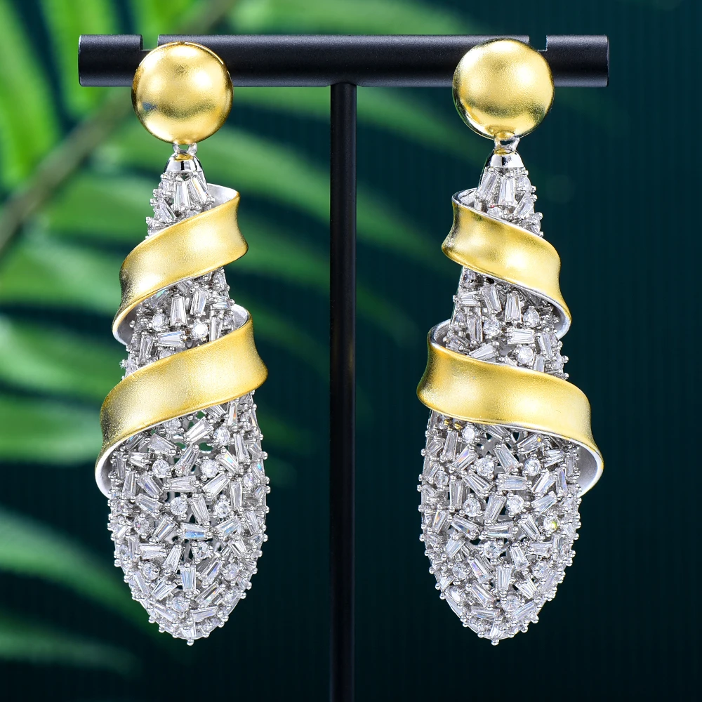 

GODKI New Trendy Sparkle Bagutte Earrings For Women Wedding Party Indian Dubai Bridal Jewelry boucle d'oreille femme Gift 2022