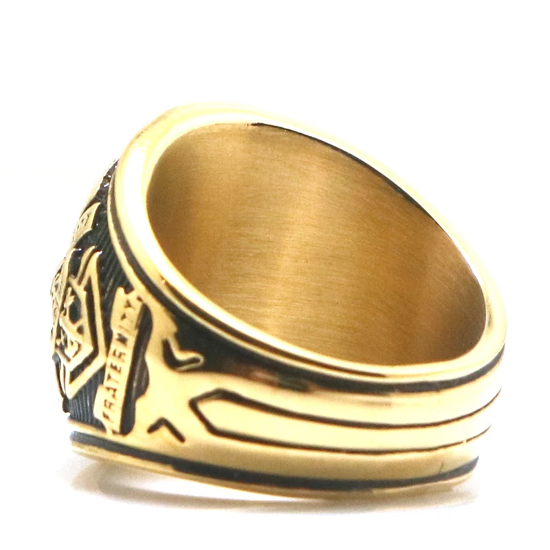 Unisex 316L Stainless Steel Rend Knights of Columbus Christianity Catholicism Blue Stone Gold-Color Ring Since 1882