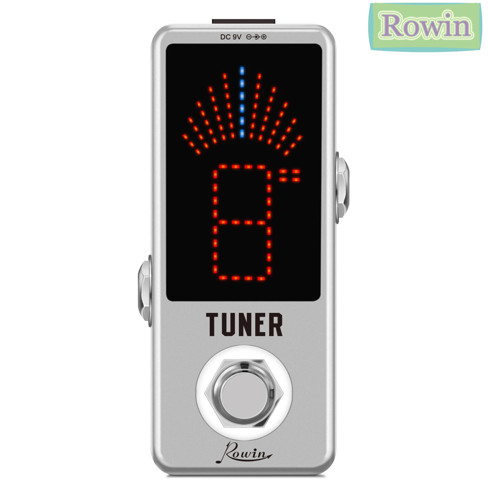 

Педаль гитарного тюнера Rowin LT-910 | Сверхточный стробоскопический режим, светодиодный дисплей, компактный металлический дизайн для гитары/баса (9 В), True Bypass