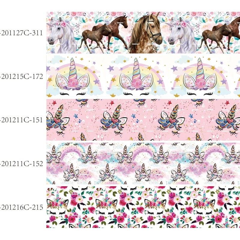 

10yards Horse Unicorn Flower Grosgrain Ribbon for Hairbows Holiday Crafts Materials