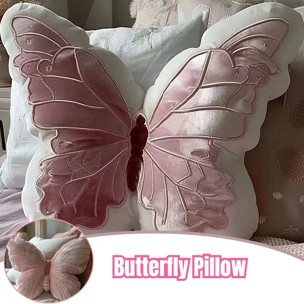 

1PC Simple Style Butterfly Shape Pillow Cute Original Chair Cushion Soft Pink Butterfly Pillow Bedside Cushion Home Decorations