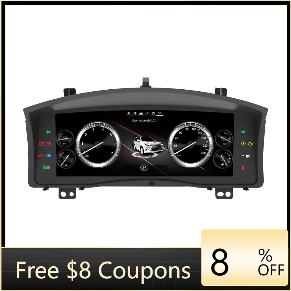 

12.3" LCD Car Digital Dashboard Cluster for LEXUS LX570 2007-2015 Virtual Instrument Panel Speedometer Cockpit Meter Upgrade