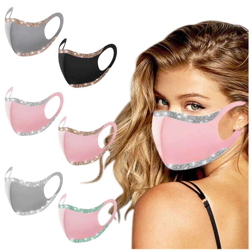 تصميم عصري مع قناع ترتر للنساء، قابل لإعادة الاستخدام، قابل للتنفس، سهل الارتداء، غطاء وجه لامع، لوازم أنيقة للحدث في الهواء الطلق #1