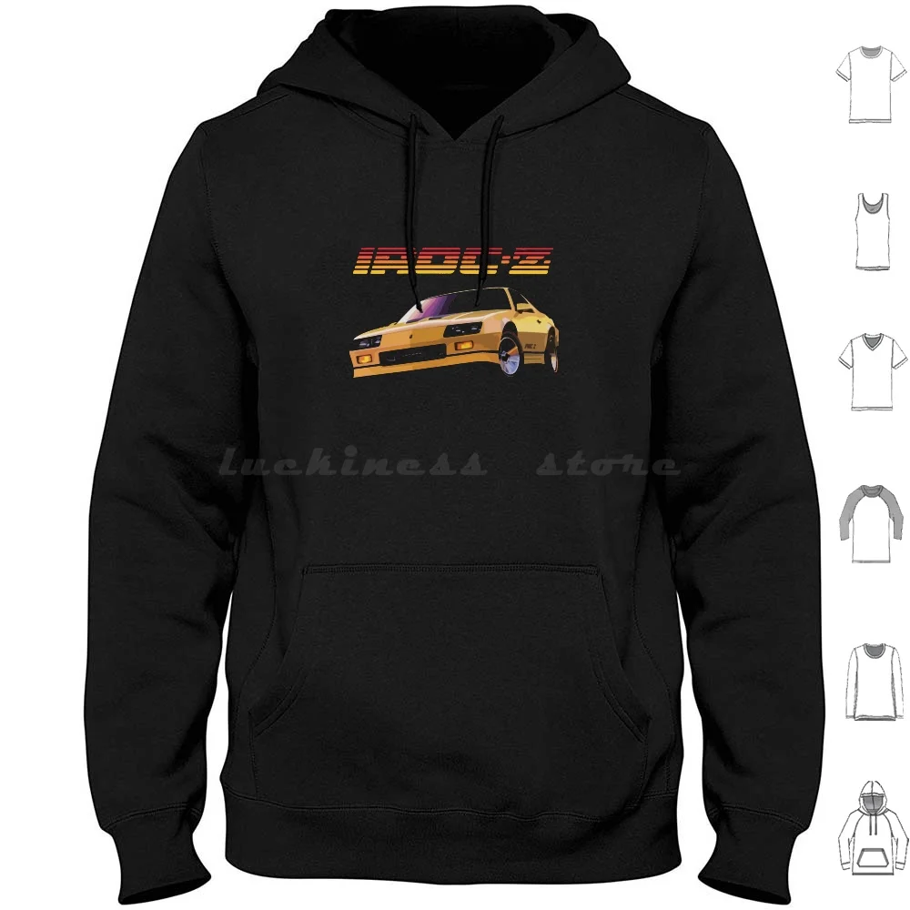 Camaro Iroc-Z Z28 Retro 80's Car Hoodies Long Sleeve Chevy Camaro Iroc Iroc Z Retro Vintage Classic Car 80s Retrowave