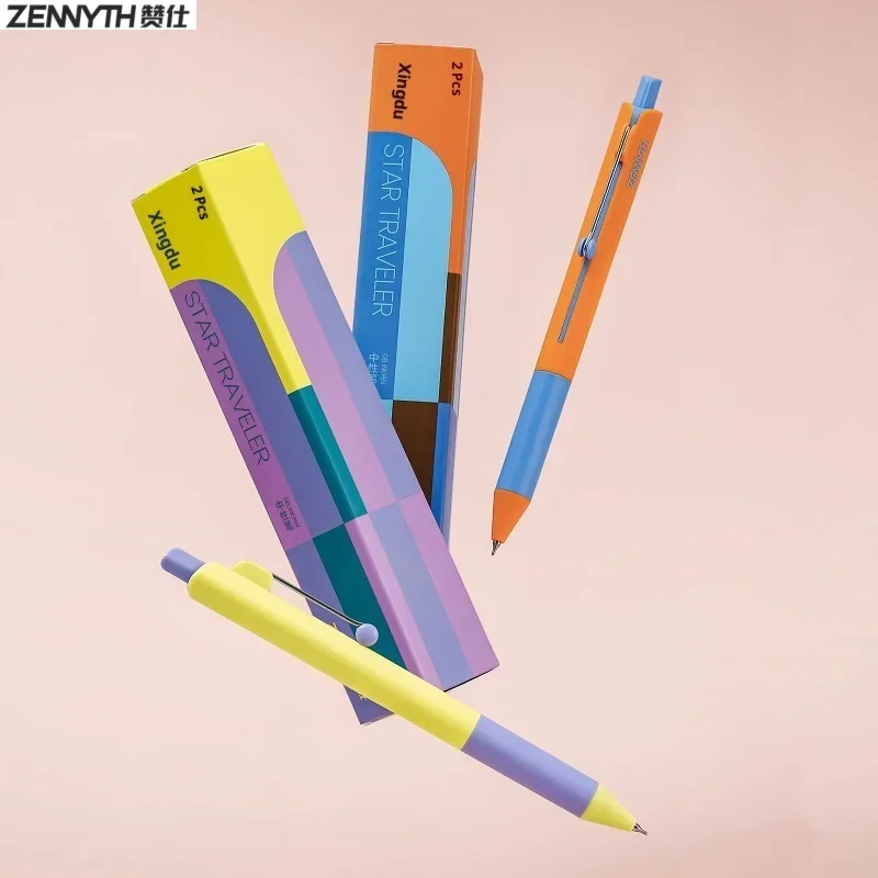 

ZENNYTH, 2 шт./компл., гелевые ручки с креативной геометрией и цветными блоками, 0,5 мм, быстросохнущие чернила, сверхгладкое письмо для школьных и офисных канцелярских принадлежностей