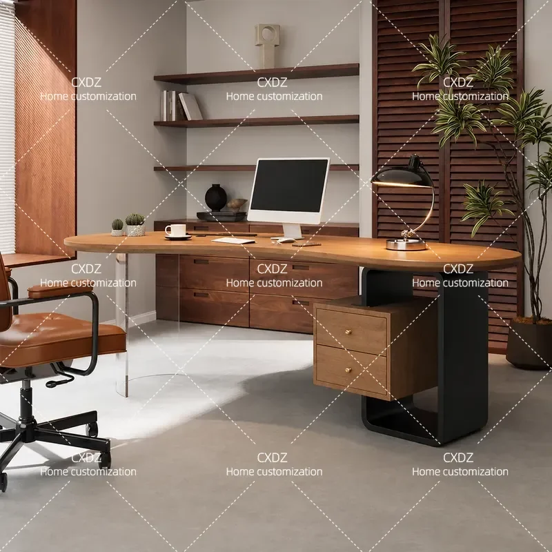 Modern Minimalist Solid Wood Desk Luxury Commercial Computer Table and Chair Set High End Executive Office Desk 2024 New