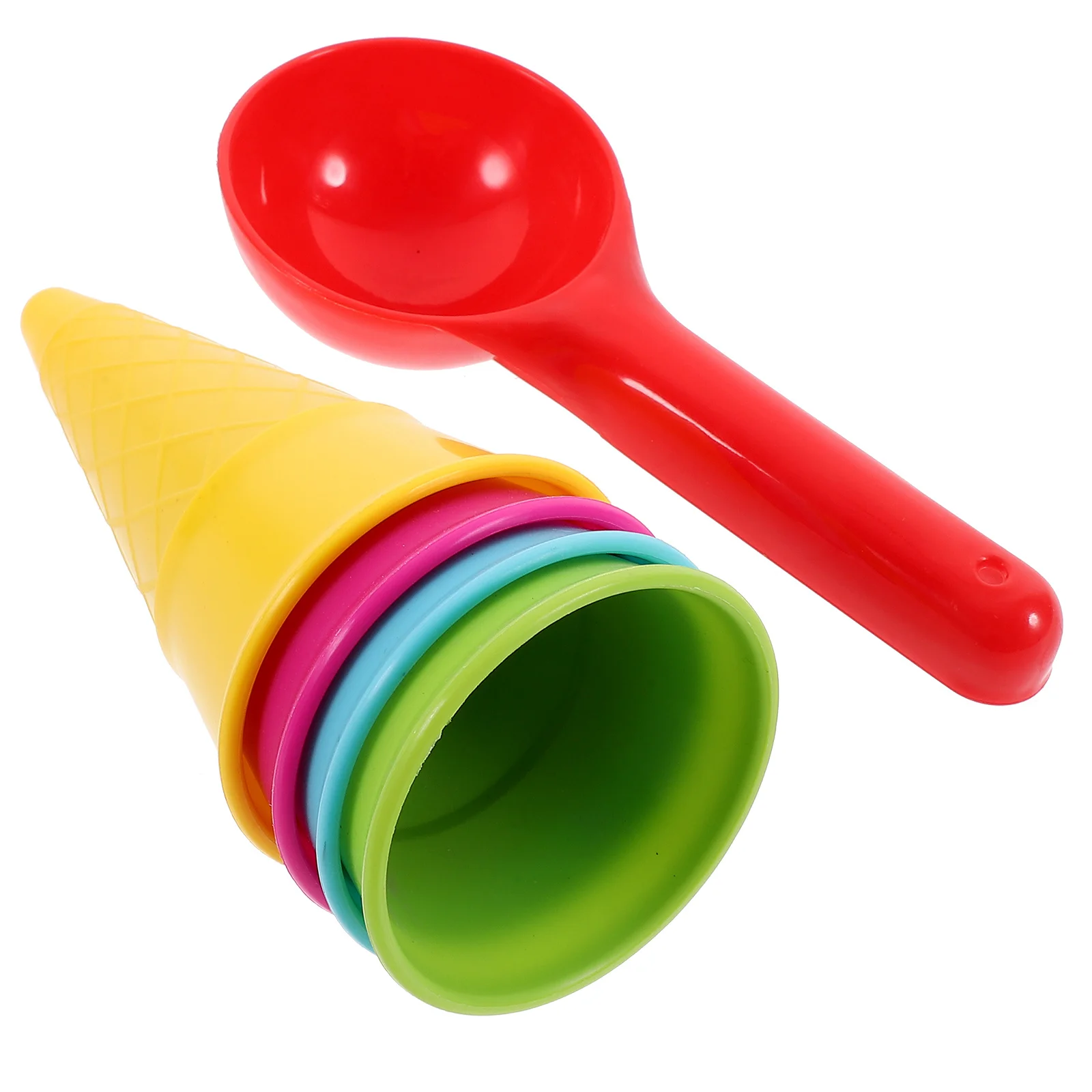 1 Zestaw Form do Piasku Plażowego Plastikowe Stożki do Lodów Łopatka Zestaw do Rzeźbienia w Piasku na Plaży Zabawna Zabawka Plażowa na Zewnątrz Śmieszna Zabawka