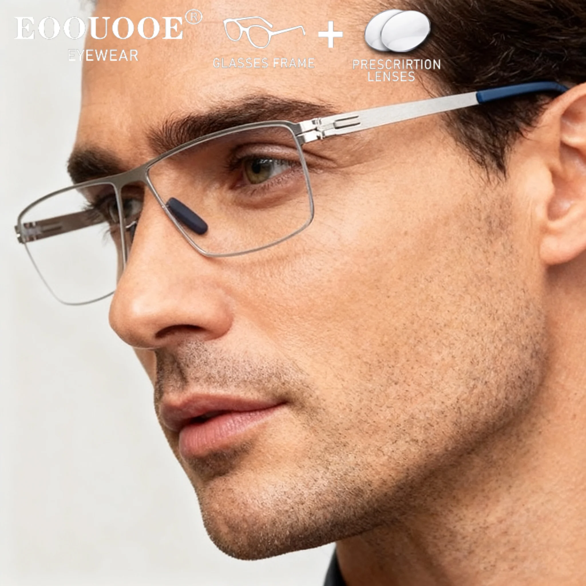 

Screw Free Design Optical Glasses Frmae Stainless Steel Men's Prescription Glasses Lenses Progressive Myopia Reading Eyeglasses