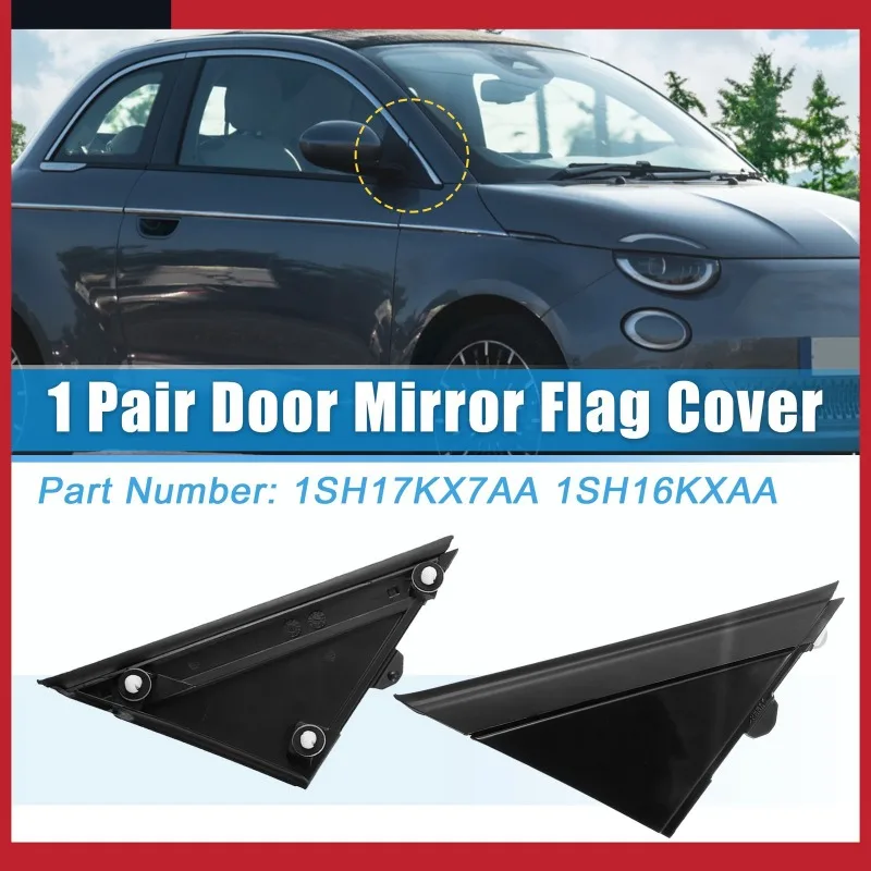 Cubierta de bandera para espejo de puerta izquierda y derecha, moldeado brillante para Fiat 500 2012 2013 2014 2015 2016 2017 2018 2019 1SH17KX7AA 1SH16KX7AA