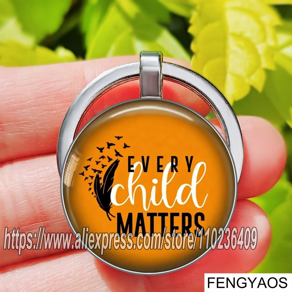 1 Pcs Every Children Matters Keychains for Women and Man Love and Care for Kid Phrases Keychain