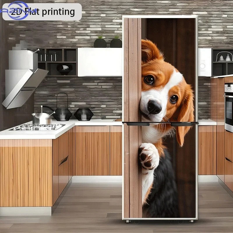 of a Small Dog Peeking Design, Wall Sticker Wallpaper, Self-Adhesive, Suitable for Cabinets And Wardrobes, Modern Kitchen Home