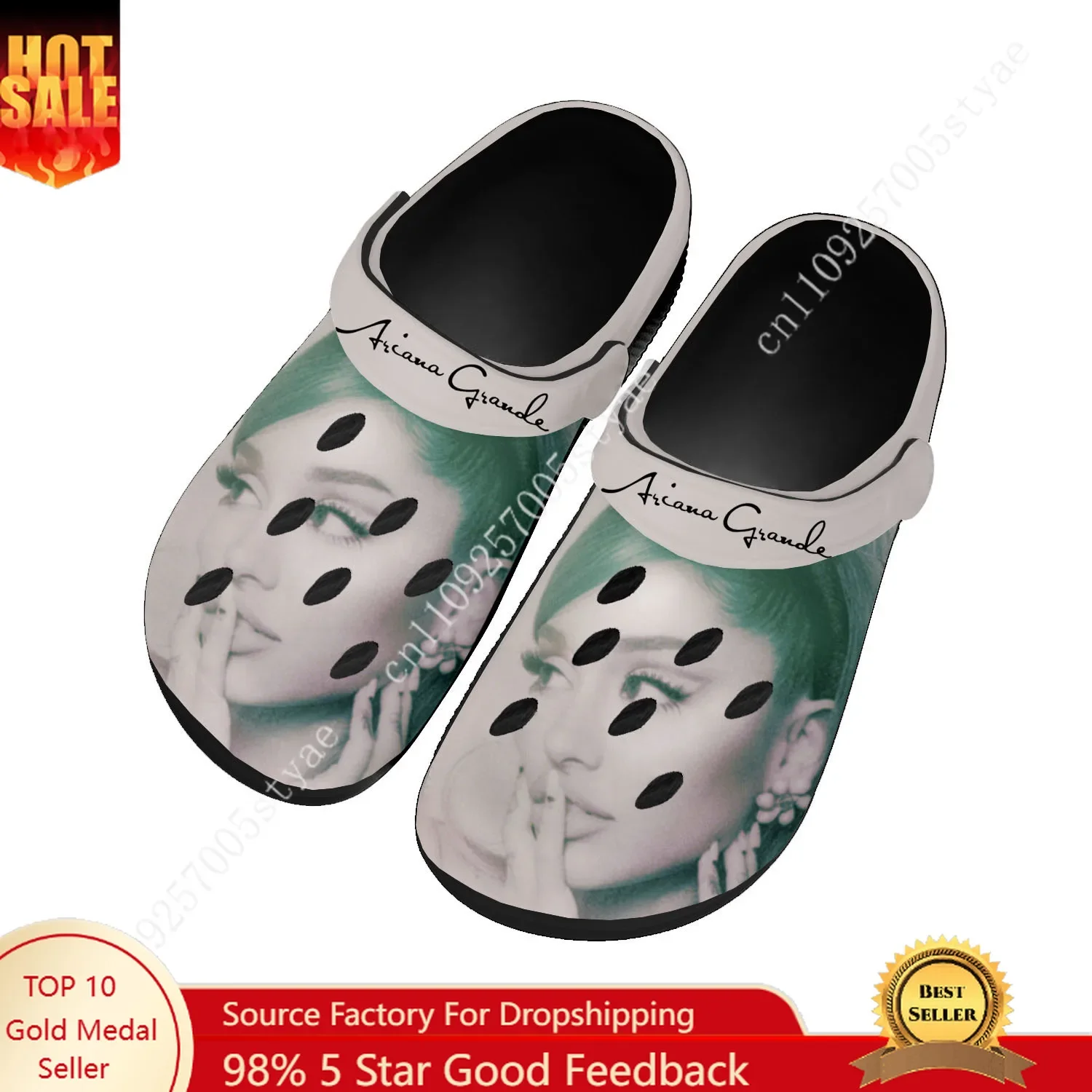 

Usa Singer Ariana-Grande Water Shoes Home Garden Clogs Mens Women Youth Boy Girl Sandals Custom Breathable Hole Slippers Black