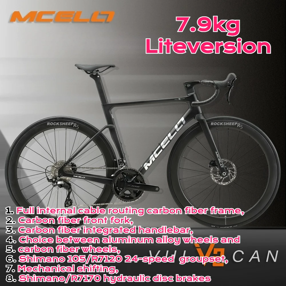 Macro V2 T800 Carbon Fiber Road Bike 105 Mechanical R7120-24S High-End Racing Level 7.8-8.8kg Lightweight Hydraulic Disc Brake