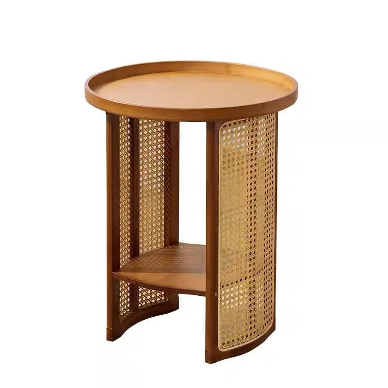 Rattan coffee table living room sofa side bedside side cabinet creative round tea table balcony small