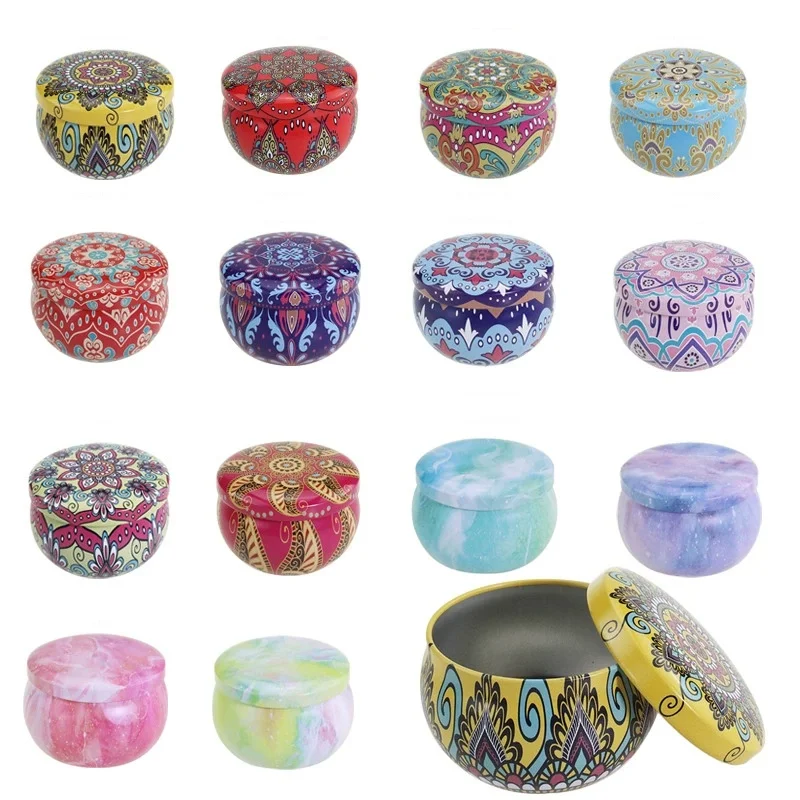 

Набор из 6 винтажных жестяных банок для свечей с цветочным принтом, 2,5 унции - для изготовления свечей своими руками, с надежными крышками, для хранения конфет, печенья, чая