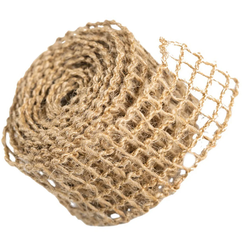 

1 Roll Wired Jute Fabric Ribbon Multi-Function Decorative Wrapping Ribbon for DIY Arts Crafts Table Decor Harvest Festival