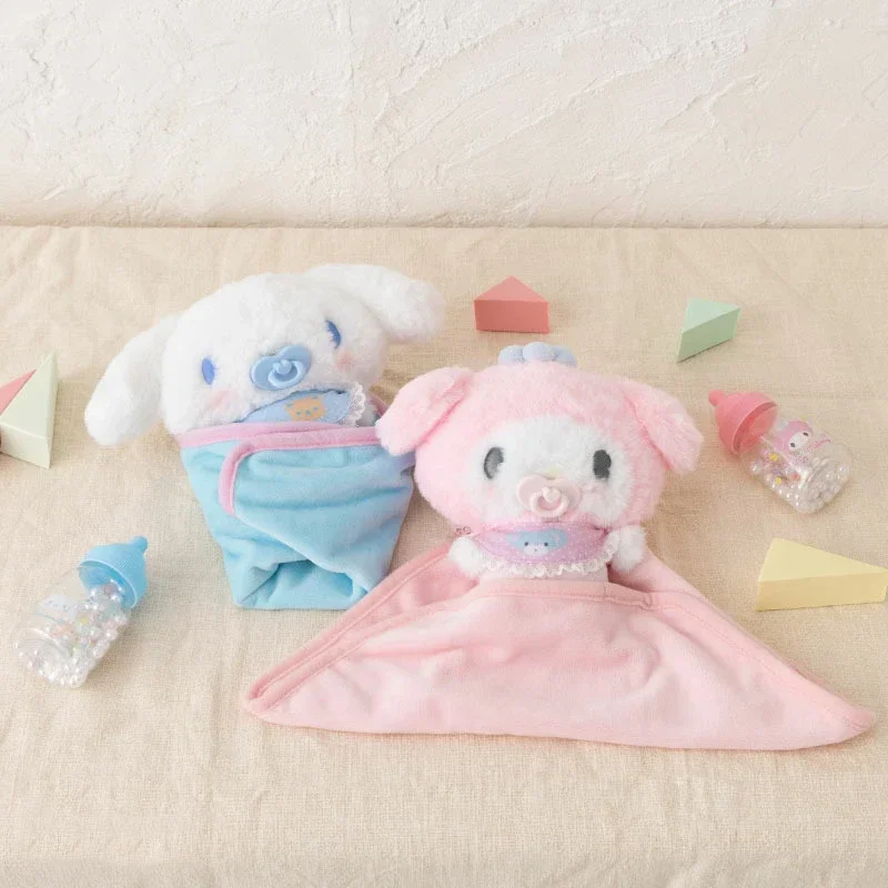 Kawaii Sanrio Cinnamoroll My Melody Hellokitty Baby Dress Up Suit Sanrios Baby Pacifier Bottle Plush Set Cute Doll Gifts