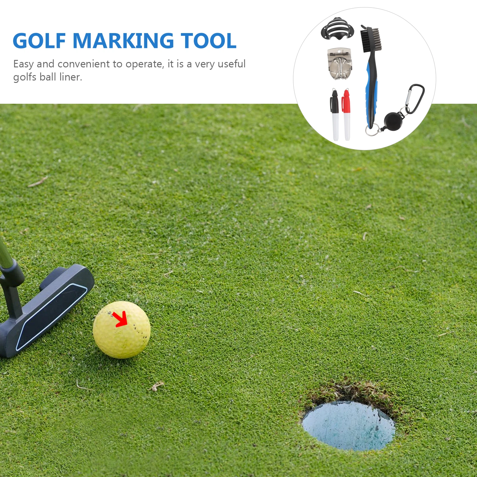 

Golf Marker Brush Set Cleaning Golfs Liner Tool Ball Marking Steel Surface