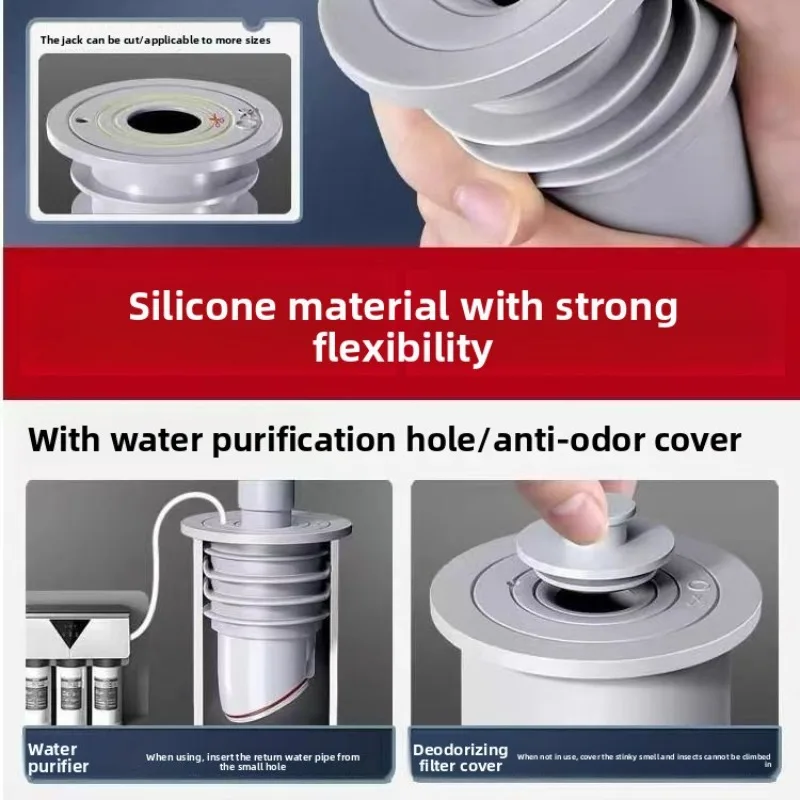 Sink Plug Sewer Pipe Sealing Ring Water Plug Floor Drain Shower Stopper Bathroom Accessories 70-75mm Silicone Drains Kitchen image 3