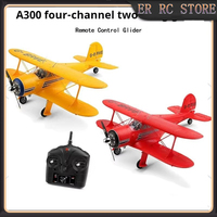 New Rc A300- Beech D17s Remote-Controlled Glider Four-Way Biplane Brushless Motor Fixed-Wing Remote-Controlled Aircraft Model