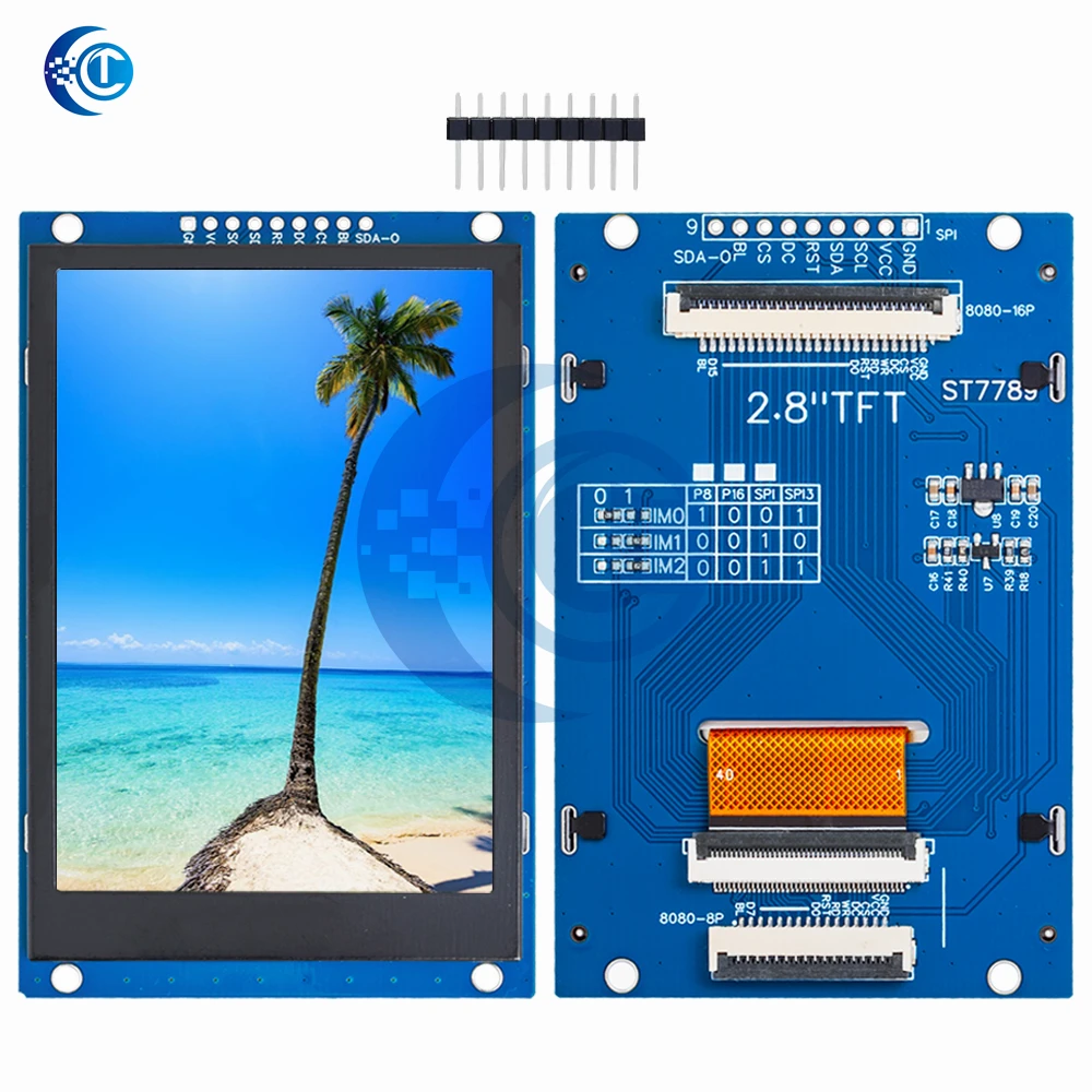 وحدة TFT LCD مقاس 2.8 بوصة بدقة 240 × 320): ST7789V-Driven - منفذ متوازي SPI و8/16 بت، متوافق مع Arduino