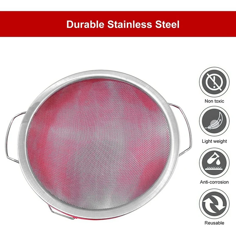 Paint Strainer Mesh Stainless Steel Paint Emulsion Honey Funnel Filter Cover Filter Tool Product 60-Mesh 11.4Inch Width