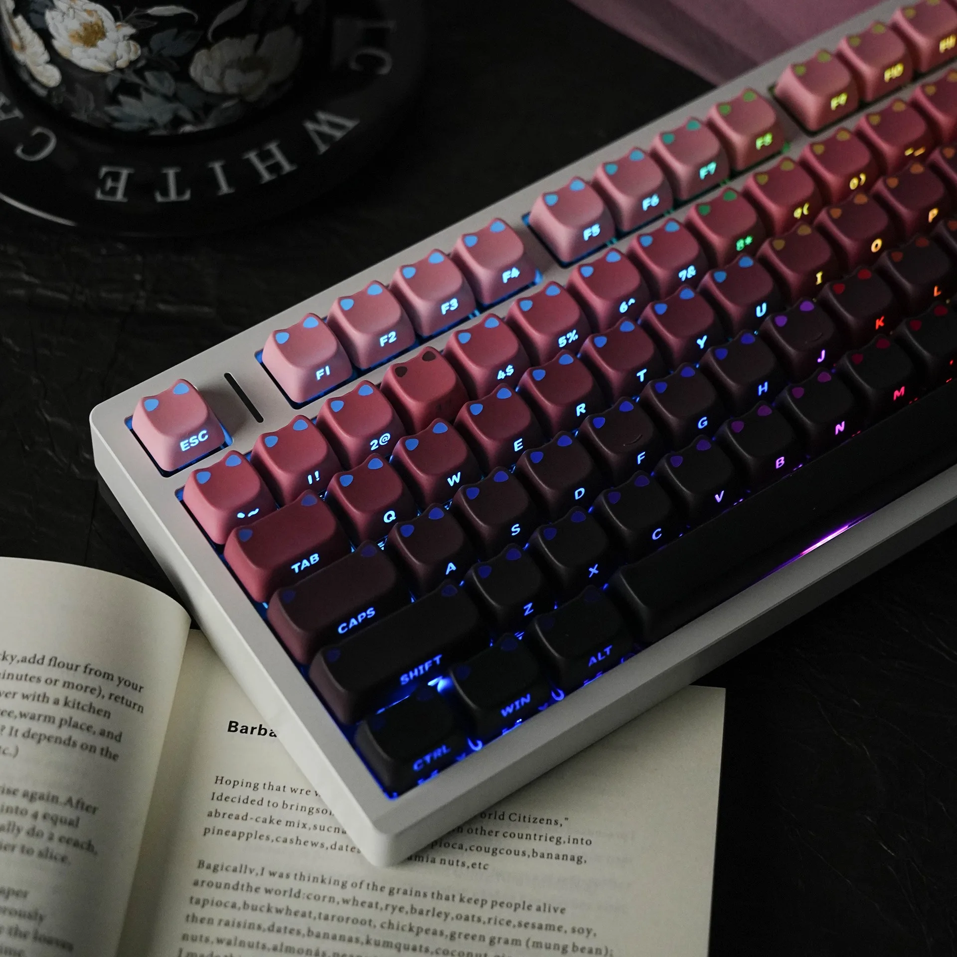 Anime Cartoon Cat Cute keycaps Mechanical Keyboard PBT Gradient keycap For Custom Gaming Keyboard Fit Side Printed Key Caps DIY