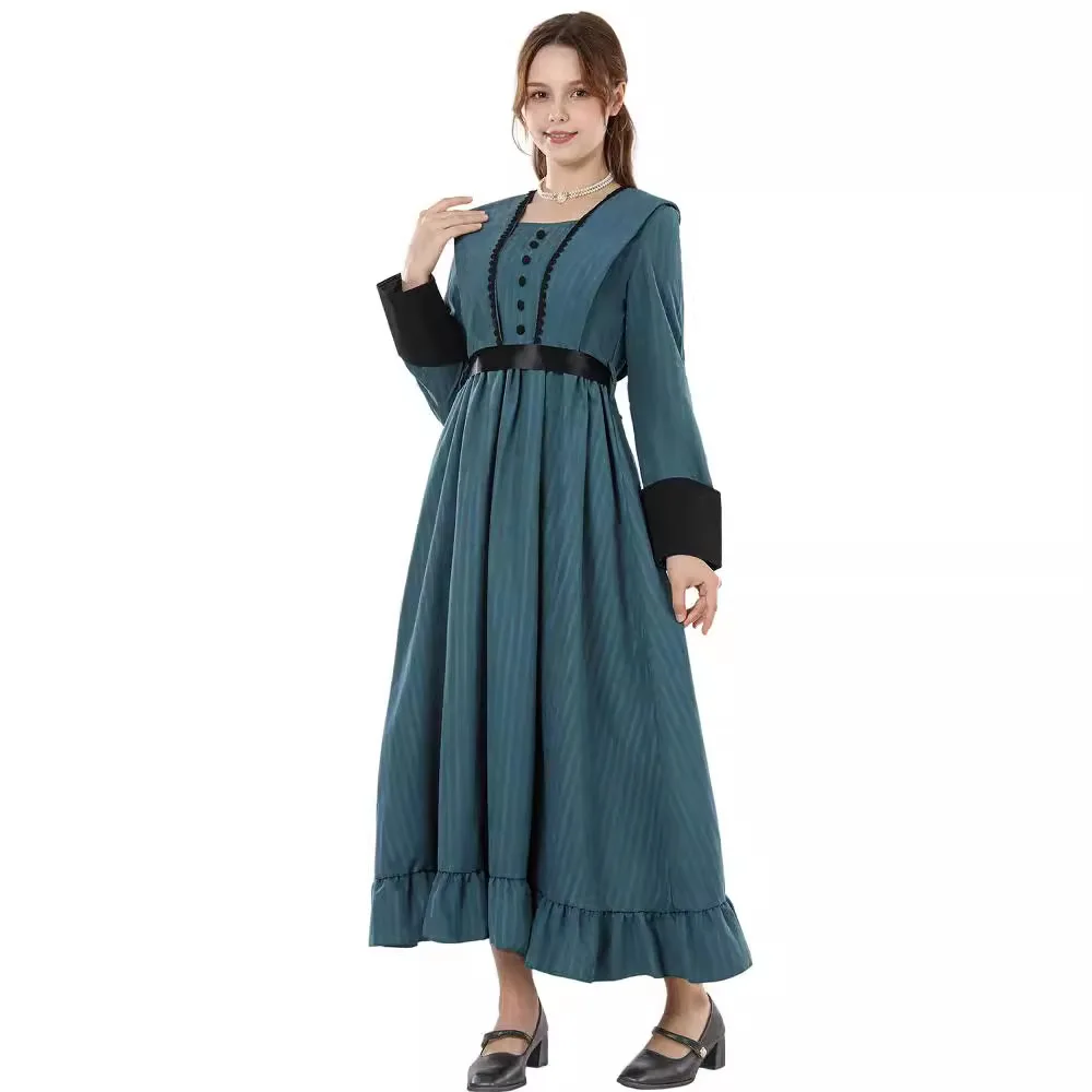 

Medieval Costume Women's Long Renaissance Dress Blue Victorian Dress For Women