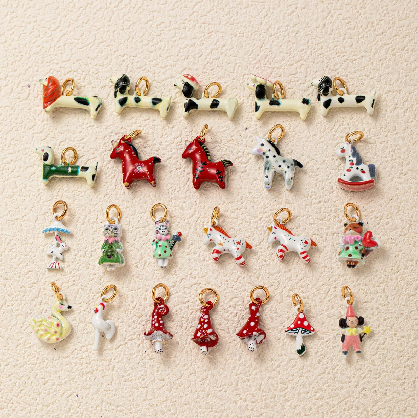 Adorable Kawaii Necklace Cartoon Animal Plant Mushroom Puppy Bear Pendant Handmade DIY Painted Gift for Women Nature  Jewelry