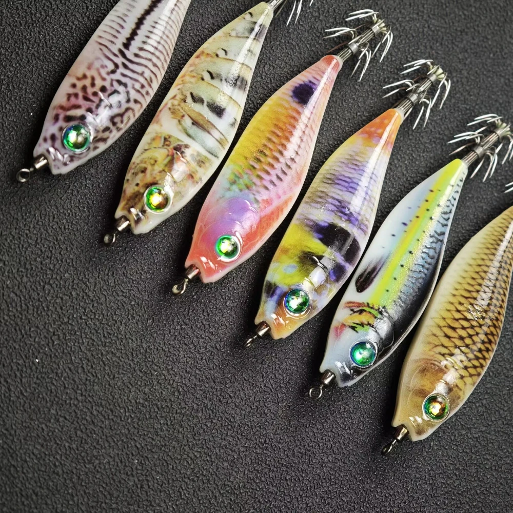 6 Stück/Set 7,5 cm/6 g Leuchtender Tintenfisch-Jig-Haken Garnelen-Köder Oktopus-Garnelen-Köder Angelköder Angelzubehör – Detail 2