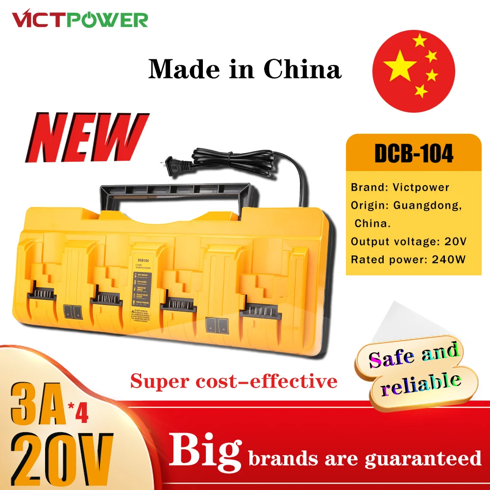 

DCB104 Зарядное устройство для литий-ионного аккумулятора, 4-портовый, 3 А, ток для dewalt 10,8 В, 12 В, 14,4 В, 18 В, 20 В, FlexVolt, 20 В, 60 В, DCB127 DCB105 DCB118 DCB112