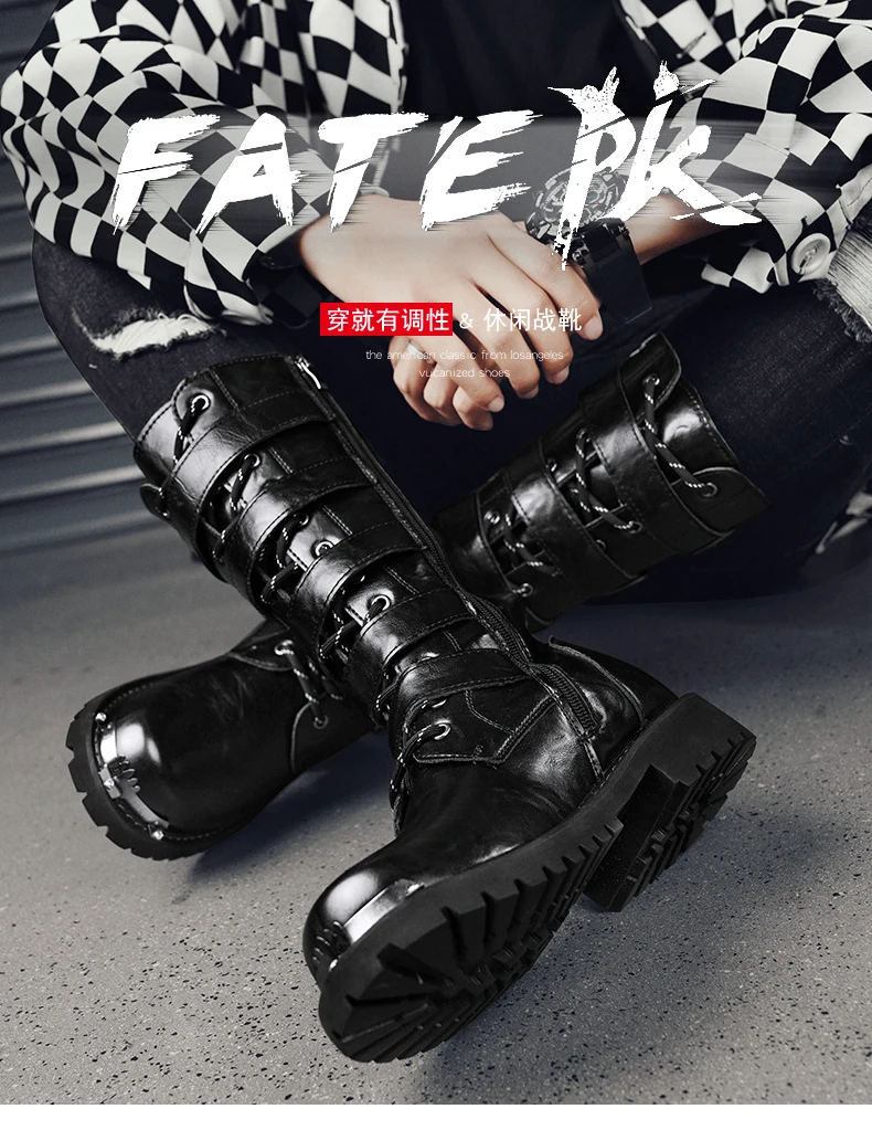 Herrenstiefel für vier Jahreszeiten, neue High-Top-Freizeitstiefel für den Außenbereich, Sicherheitsschutz-Arbeitsstiefel, Motorradstiefel, Outdoor-Stiefel in Übergröße – Detail 2