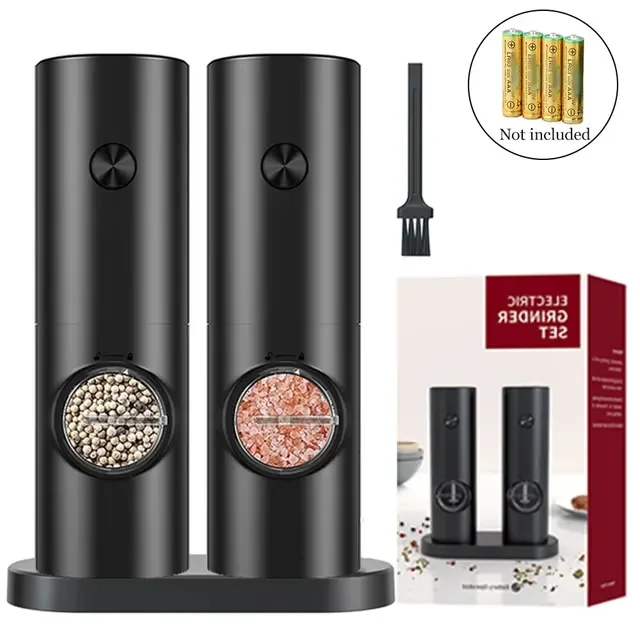 

2Pcs Salt And Pepper Grinder With Adjustable Coarseness Refillable Mill Battery Powered Kitchen Automatic Gadget