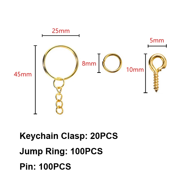 220pcs/set Keychain Making Supplies Clasp Jump Rings Eye Pins Accessories Materials Kit Key Chains Craft Handmade DIY Jewellery