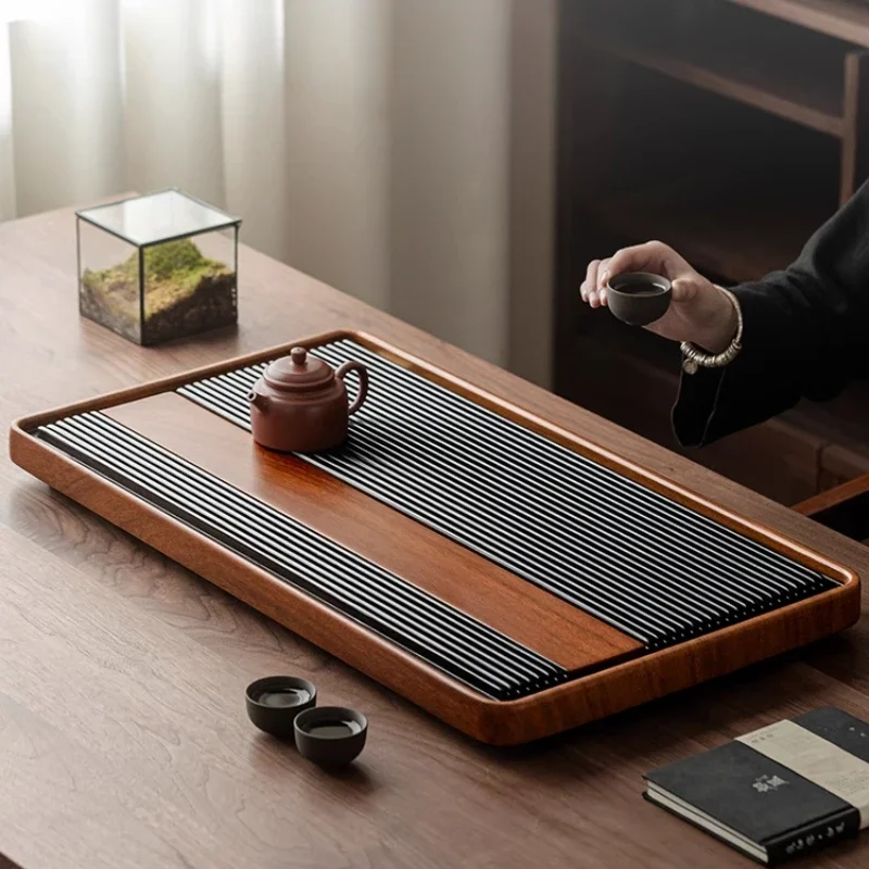 

Drainage Wooden Tea Tray Kung Fu Modern Ceremony Minimalist Ceremony Tea Tray Rectangle Living Room Bandeja Madera Furniture