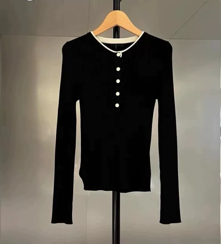 

Эластичный цвет Blo Ne Long Sve Трикотажный базовый слой Lemon Cheese круглый Ne Полосатый женский топ Faion для поездок на работу