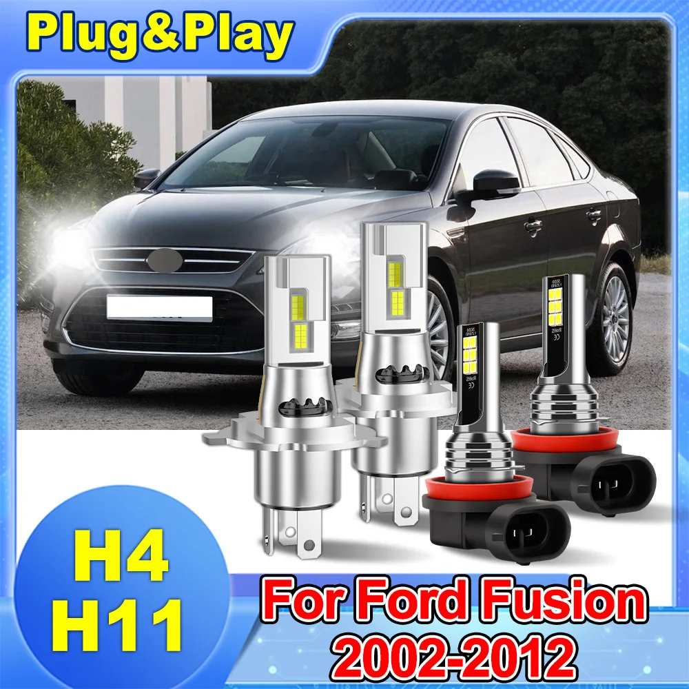 

Для Ford Fusion 2002-2012 H4 200 Вт комплект светодиодных ламп для фар дальнего ближнего света H11 комплект для переоборудования противотуманных фар для повышенной видимости