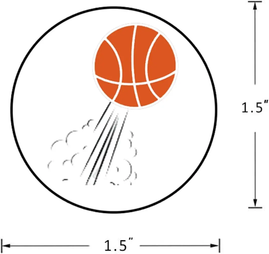 Basketballabels Stickers, 1,5 inch Ronde Basketbal Sport Feestartikelen Decoraties Tas Gunsten Stickers