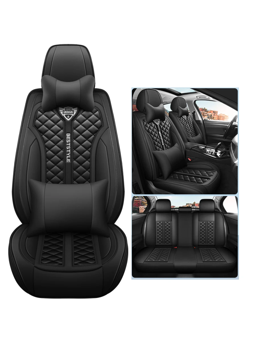 Leather Car Seat Cover Full Set for Nissan Qashqai Juke X-Trail Armada Altima Cube Dualis Tiida Bluebird Rogue Sport Accessories