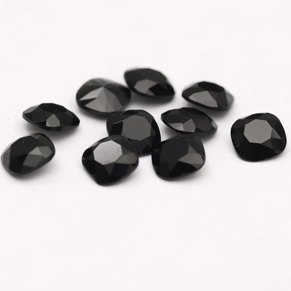 CTPA3bI 4470 Crystal Cushion Cut Black Sparkling K9 Glass Rhinestones Fancy Point Back Strass Glue on Clothing Crafts Jewelry