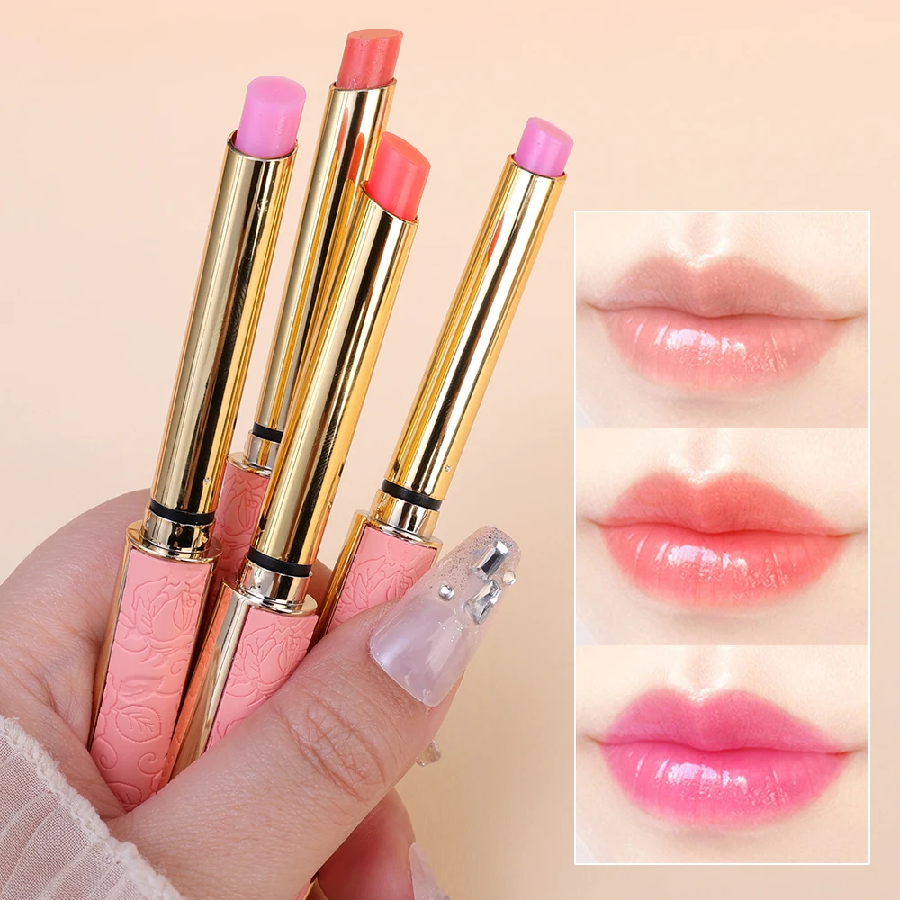 Pintalabios que cambian de Color rosa Nude, bálsamo labial hidratante de larga duración, nutritivo, antisecado, brillo de labios sólido refrescante y no pegajoso