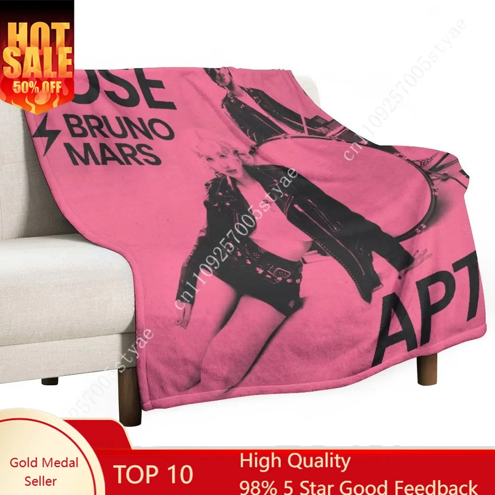 Pink Rose APT Bruno Mars 아파트 아파트 Flannel Blankets Are Soft Comfortable and Warm Perfect for Winter Naps Homes Offices Travel