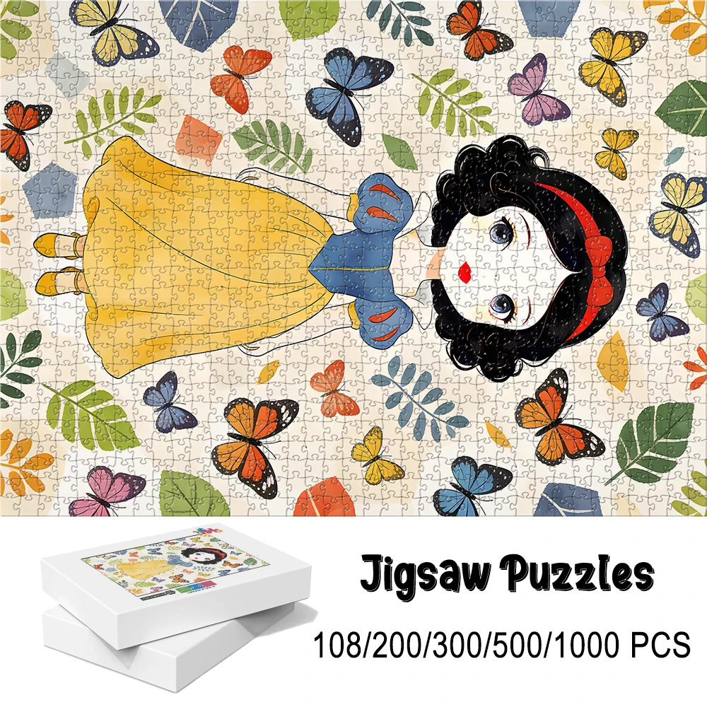 Jeu de puzzle sur plancher en bois Disney, papillon et blanche-neige, jeu familial de 108/200/300/500/1000 pièces