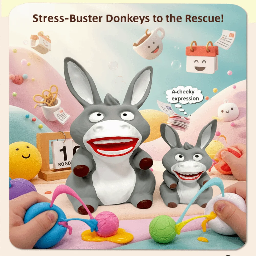 Cute Indestructible Squeeze Donkey Slow Rising Stress Relief Silicone Soft Material Donkey Shape Squeeze Creative Prank