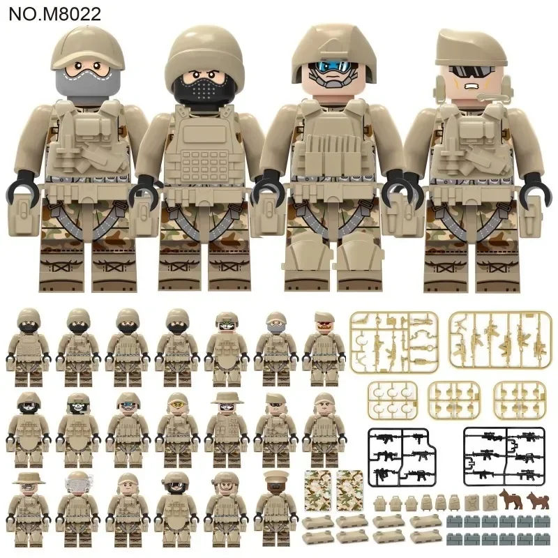 Bausteine der Militärserie, Spezialpolizei, Dschungelspärlinge, handgefertigte Modelle, zusammengebautes Spielzeug, humanoide Puppen, Geburtstagsgeschenke – Detail 11